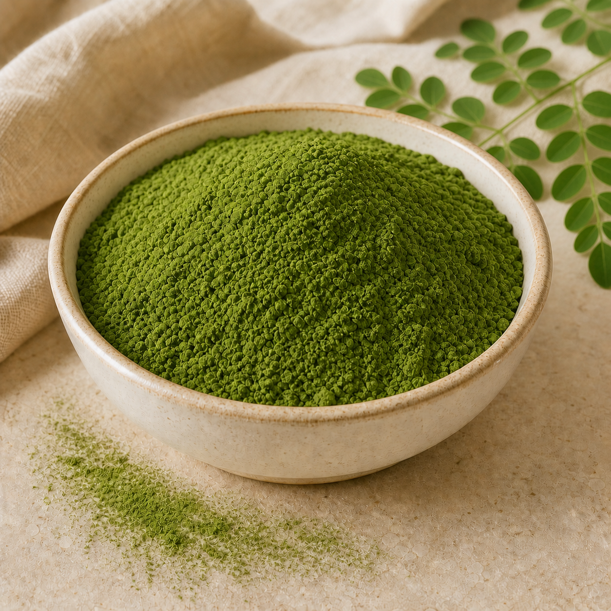 Moringa powder with fresh leaves